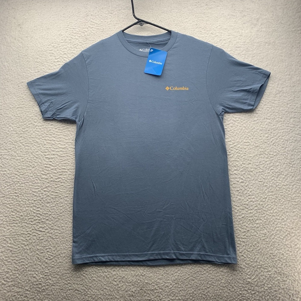 Columbia T-Shirt Mens Medium M Blue Bear Always Outside Hiking Camping Outdoors